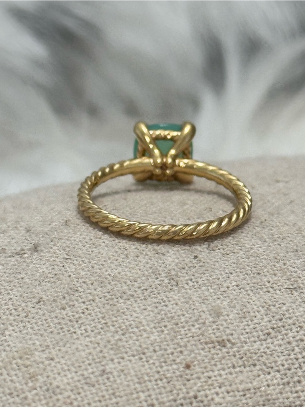 David Yurman 18K Gold Chrysoprase Diamond Chatelaine Ring - Picture 6 of 11